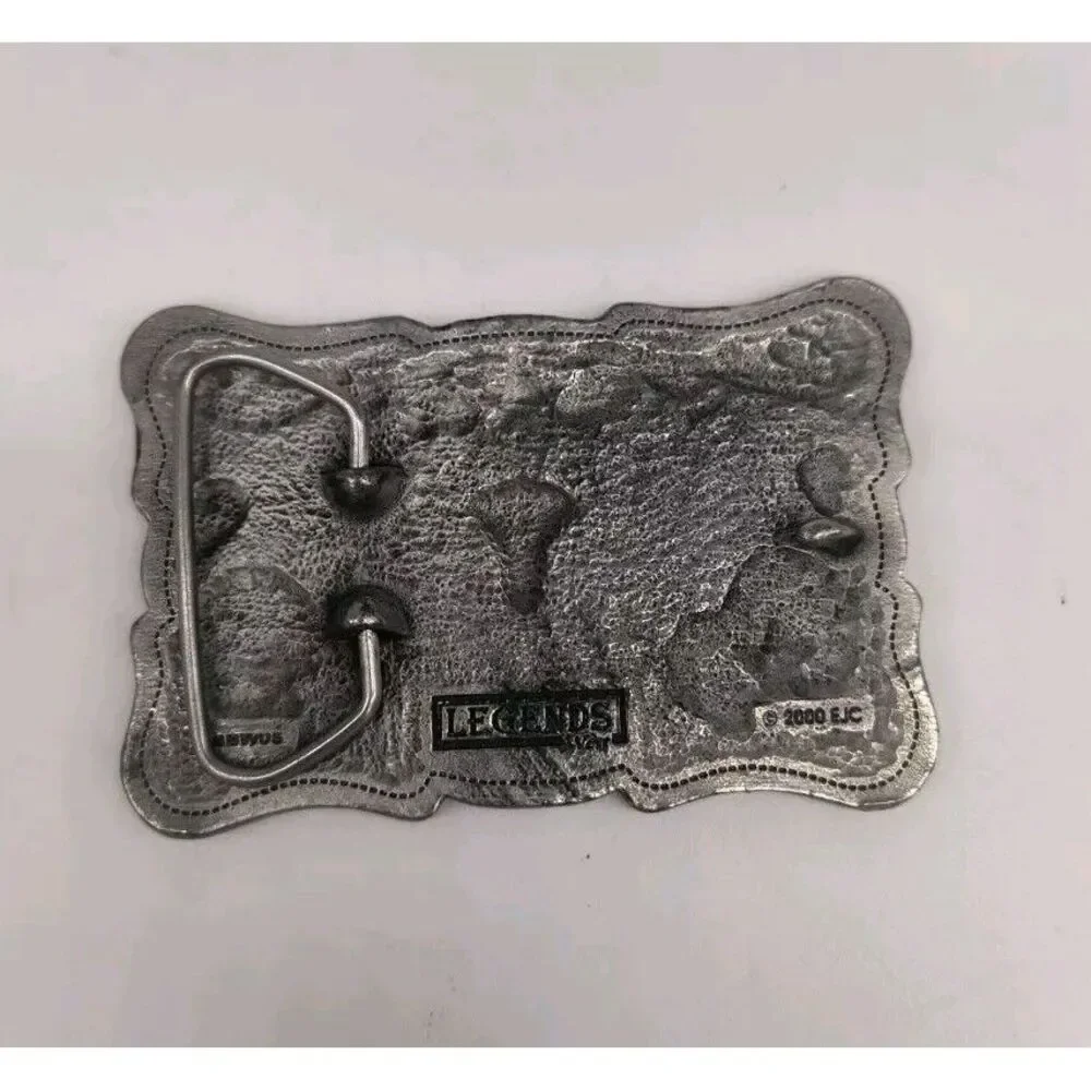 Western Legends Lone Star Long Horn Silver Tone Belt Buckle